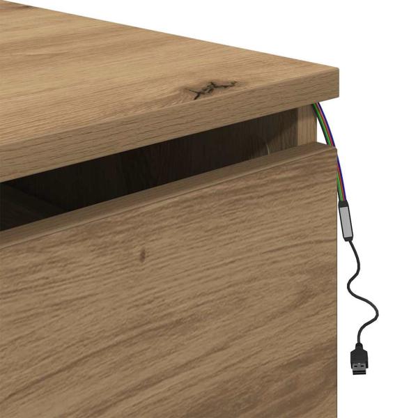 Nachttisch mit LED Wandmontage Artisan Eiche 50x36x30 cm