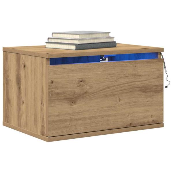Nachttisch mit LED Wandmontage Artisan Eiche 50x36x30 cm