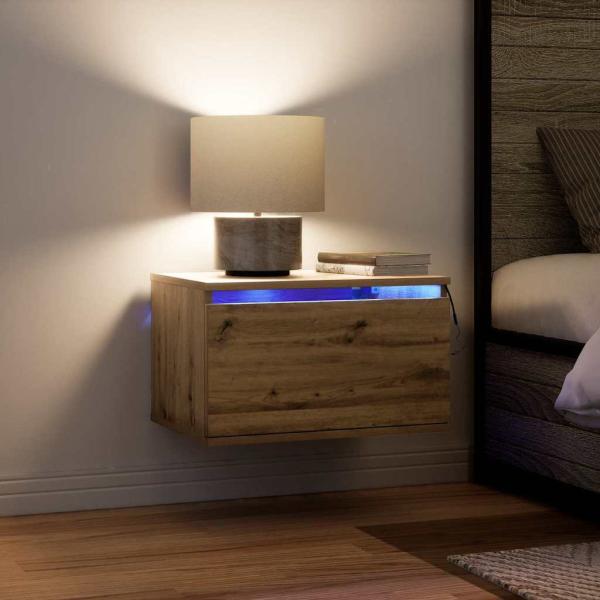 Nachttisch mit LED Wandmontage Artisan Eiche 50x36x30 cm