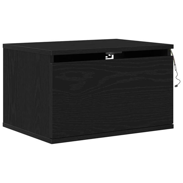 Nachttisch mit LED Wandmontage Schwarze Eiche 50x36x30 cm