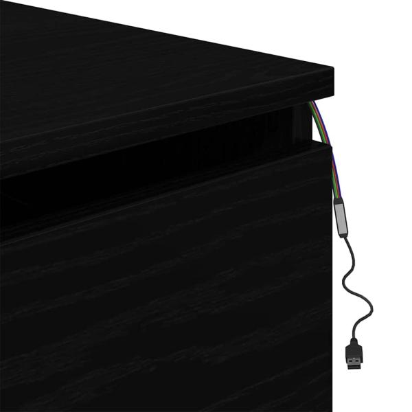 Nachttisch mit LED Wandmontage Schwarze Eiche 50x36x30 cm