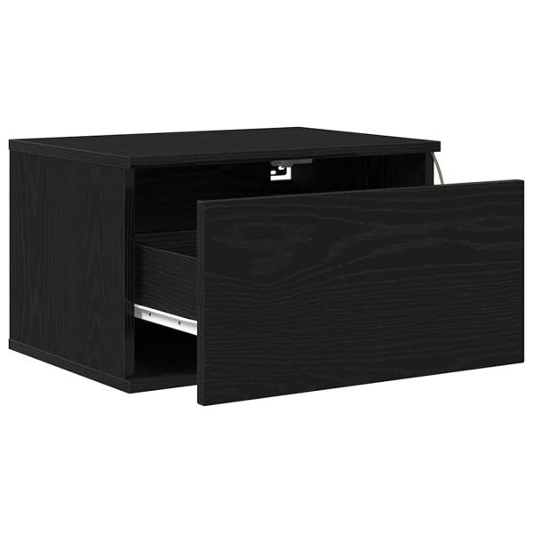 Nachttisch mit LED Wandmontage Schwarze Eiche 50x36x30 cm