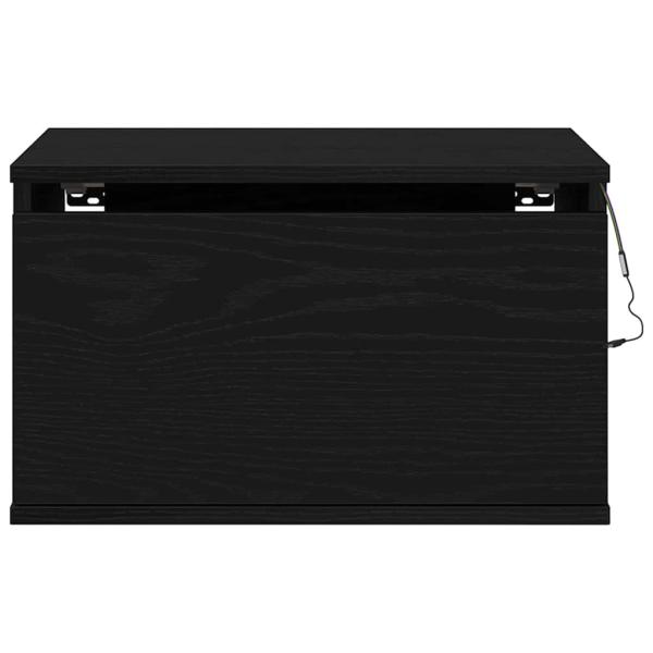 Nachttische mit LED-Lichtern 2 Stück Wandmontiert Schwarze Eiche