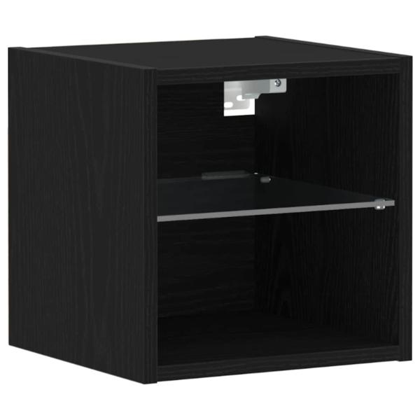 LED TV Schrank Schwarz Eichenoptik 30x28,5x30 cm Holzwerkstoff
