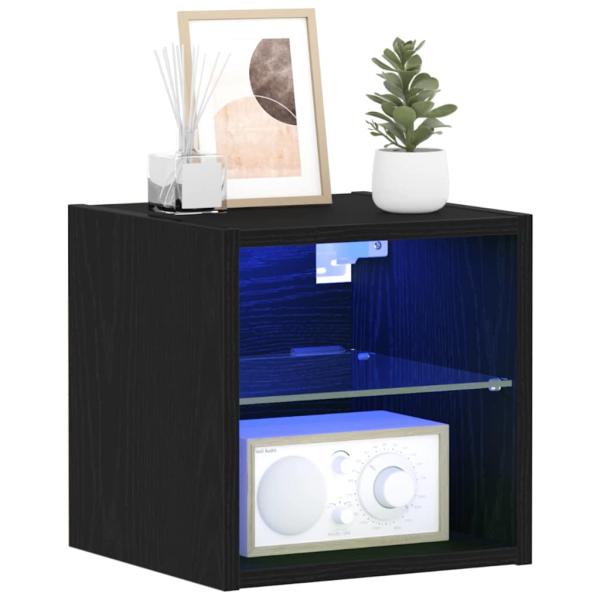 LED TV Schrank Schwarz Eichenoptik 30x28,5x30 cm Holzwerkstoff