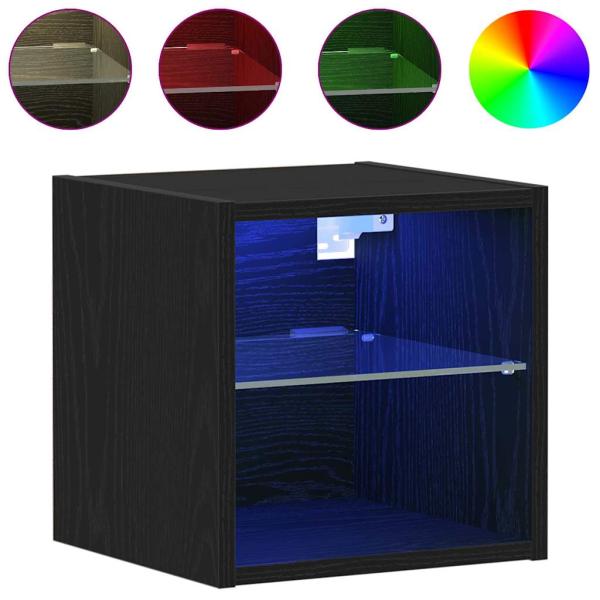 LED TV Schrank Schwarz Eichenoptik 30x28,5x30 cm Holzwerkstoff