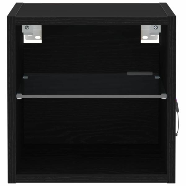 LED TV Schrank Schwarz Eichenoptik 30x28,5x30 cm Holzwerkstoff
