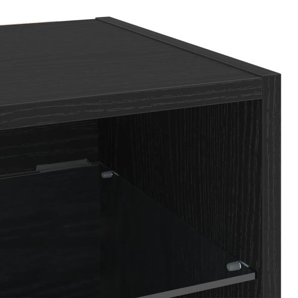 LED TV Schrank Schwarz Eichenoptik 30x28,5x30 cm Holzwerkstoff