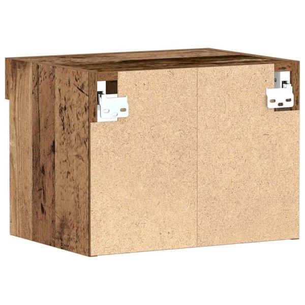 Wandschrank mit LED-Leuchten Altholz 40x30x30 cm