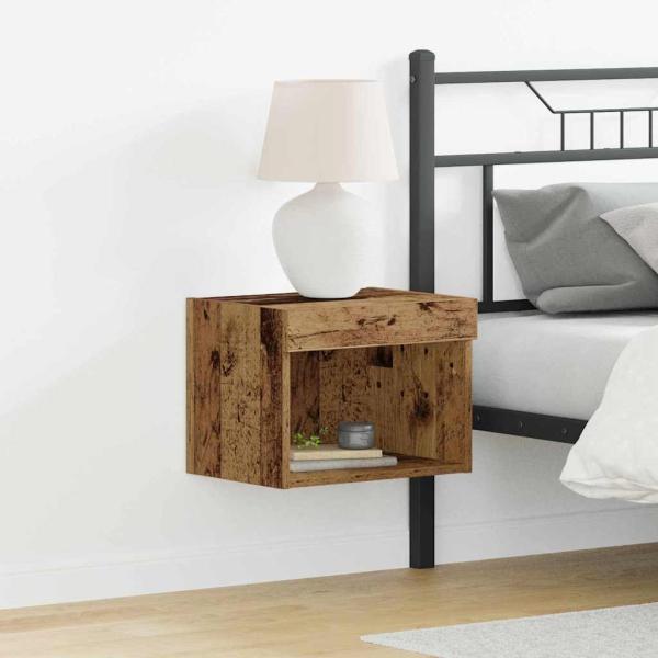 ARDEBO.de - Wandregale mit LED-Lichtern 2 Stück Altholz 40x30x30 cm