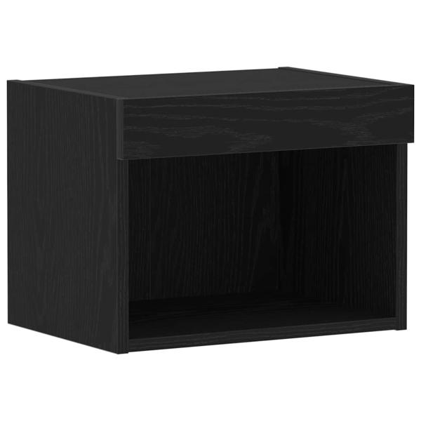 Wandregal mit LED-Lichtern Schwarz Eiche 40x30x30 cm