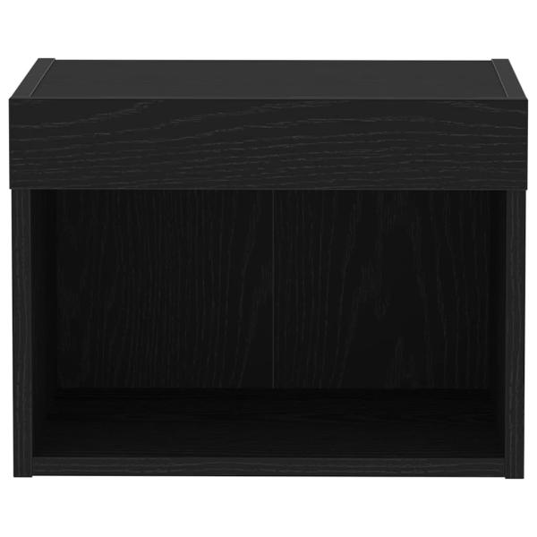 Wandregal mit LED-Lichtern Schwarz Eiche 40x30x30 cm