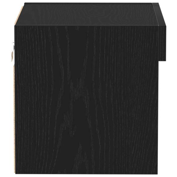 Wandregal mit LED-Lichtern Schwarz Eiche 40x30x30 cm