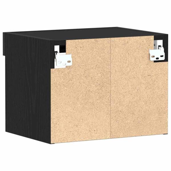 Wandregal mit LED-Lichtern Schwarz Eiche 40x30x30 cm