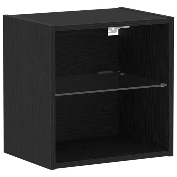 Wandschränke mit LED-Lichtern 2 Stück Schwarz Eiche 40x30x30 cm