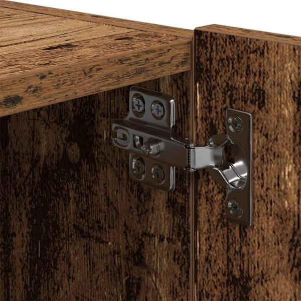 TV-Wandregal mit LED-Beleuchtung Altholz 80x35x31 cm