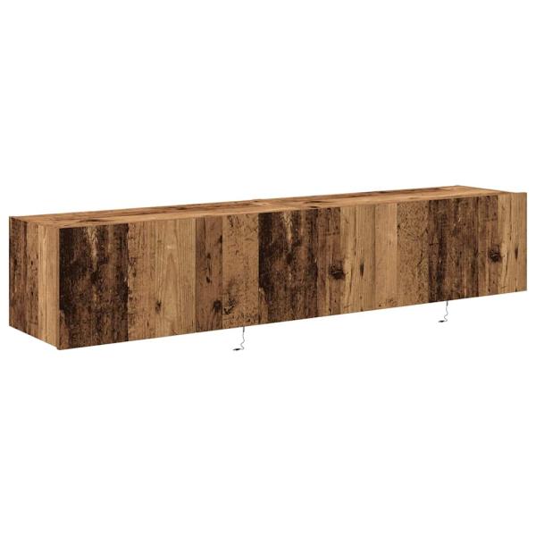 TV-Wandmöbel mit LED-Lichtern 2 Stück Altes Holz 80x35x31 cm