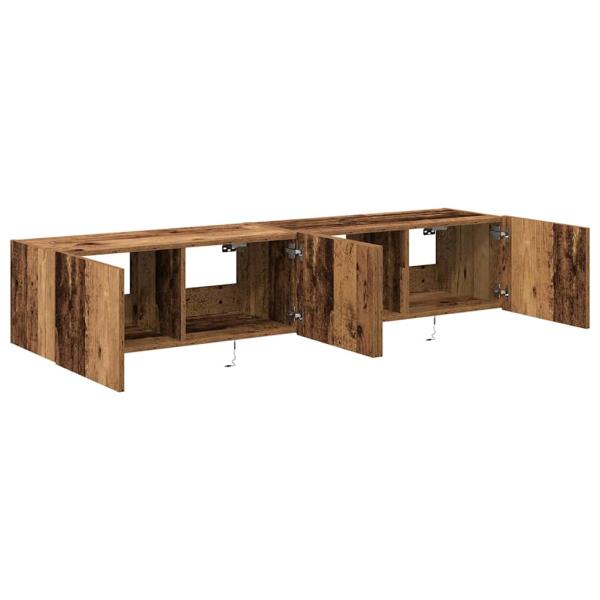 TV-Wandmöbel mit LED-Lichtern 2 Stück Altes Holz 80x35x31 cm
