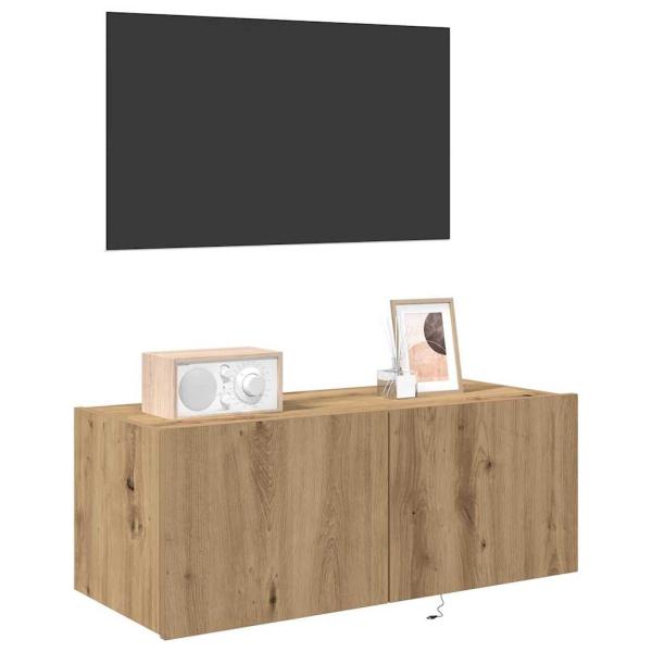 ARDEBO.de - TV-Wandschrank mit LED-Lichtern Artisan Eiche 80x35x31 cm