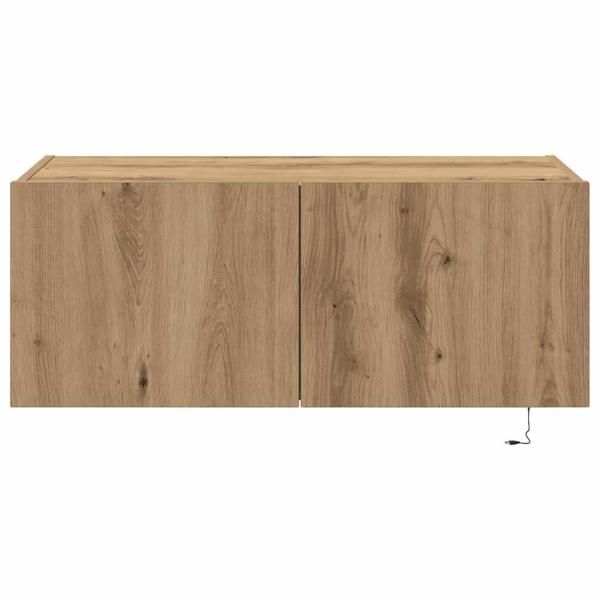TV-Wandschrank mit LED-Lichtern Artisan Eiche 80x35x31 cm