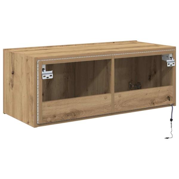 TV-Wandschrank mit LED-Lichtern Artisan Eiche 80x35x31 cm