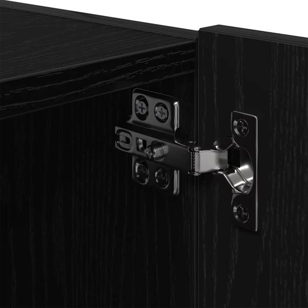 TV-Wandregal mit LED-Lichtern Schwarz Eiche 80x35x31 cm