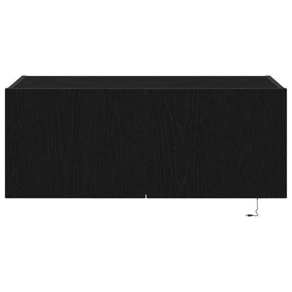 TV-Wandregal mit LED-Lichtern Schwarz Eiche 80x35x31 cm