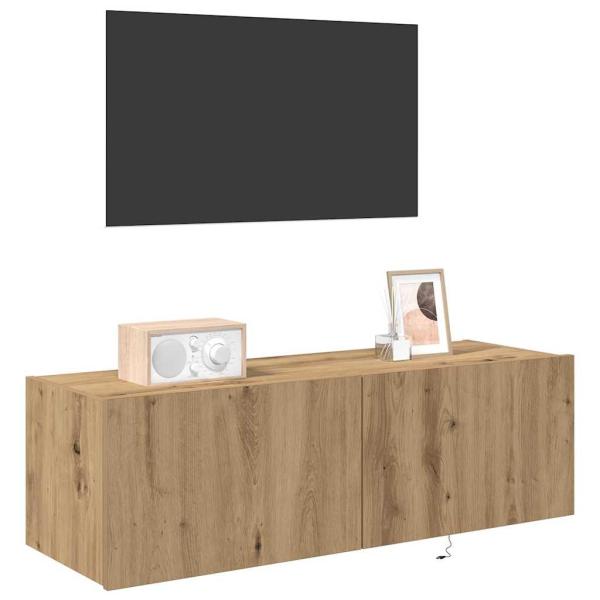 TV-Wandregal mit LED-Lichtern Artisan Eiche 100x35x31 cm