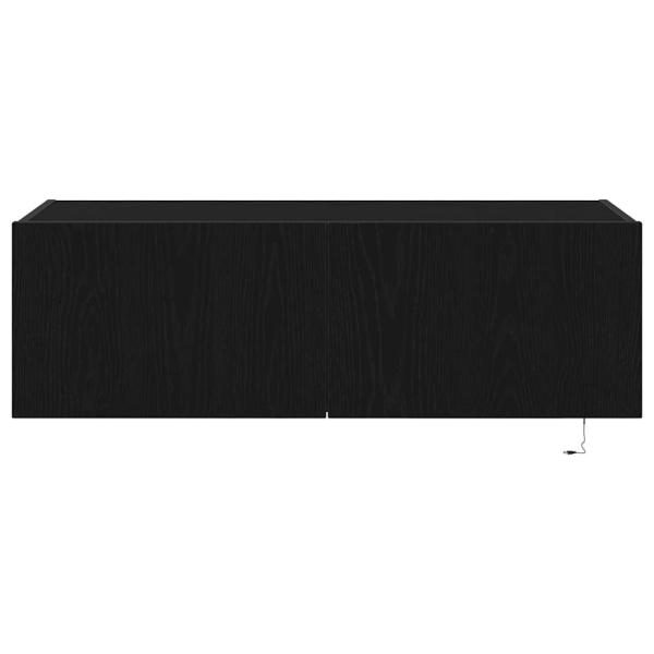 TV-Wandregal mit LED-Lichtern Schwarz Eiche 100x35x31 cm