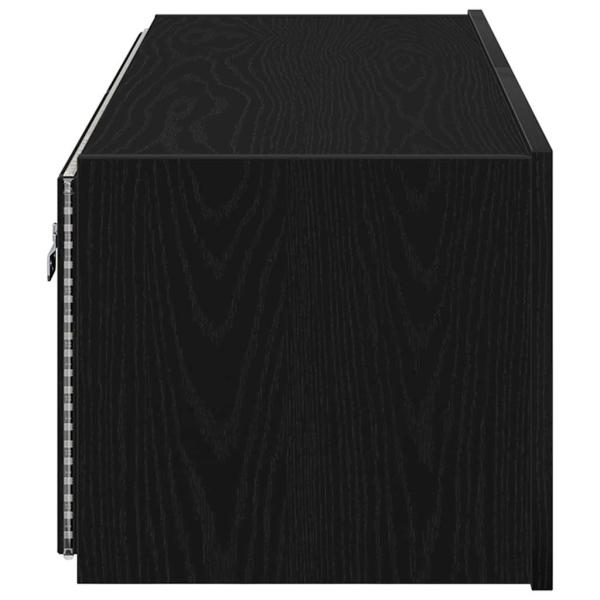 TV-Wandregal mit LED-Lichtern Schwarz Eiche 100x35x31 cm