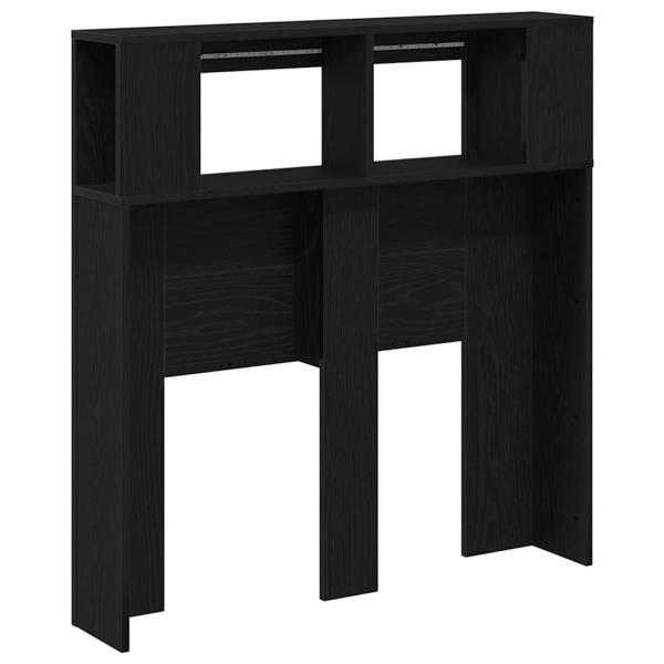 Stauraum-Kopfteil mit LED-Lichtern Schwarz Eiche 100x18,5x103,5 cm