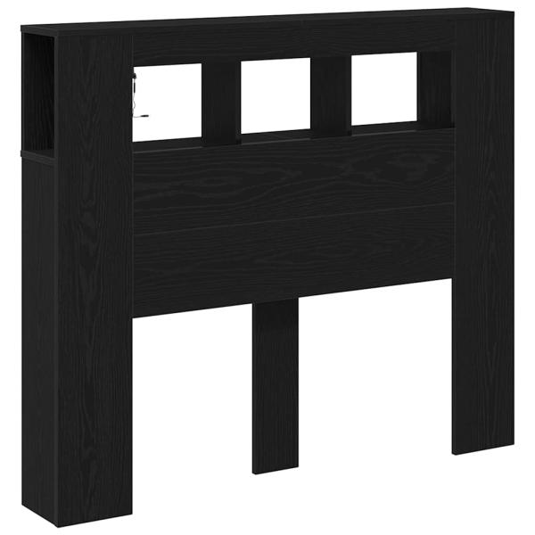 Stauraum-Kopfteil mit LED-Lichtern Schwarz Eiche 120x18,5x103,5 cm