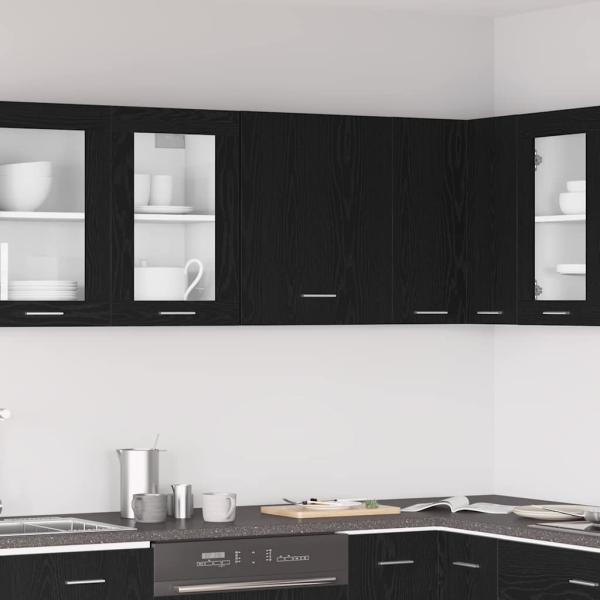 ARDEBO.de - Schwarzer Eichenhängeschrank 50x31x60 cm Aus Holzwerkstoff