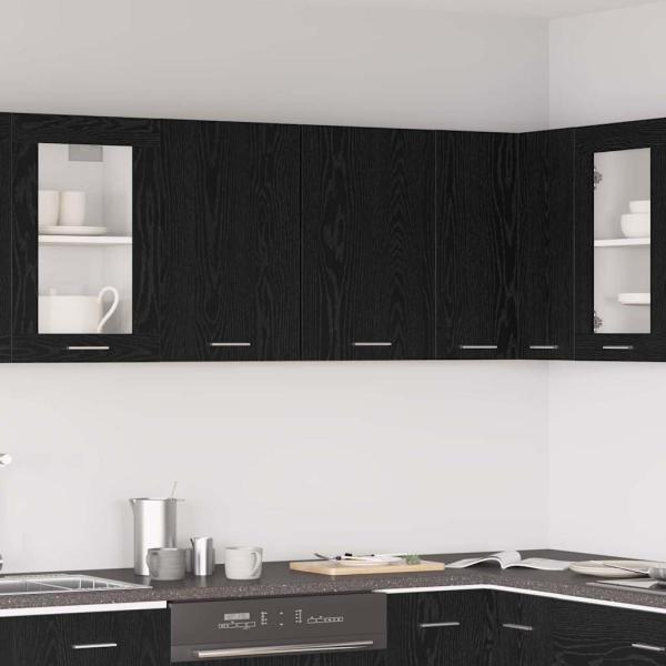 ARDEBO.de - Schwarzer Eichen-Hängeschrank - 80x31x60 cm - Aus Holzwerkstoff
