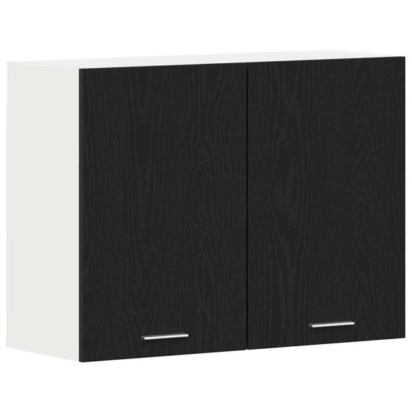 Schwarzer Eichen-Hängeschrank - 80x31x60 cm - Aus Holzwerkstoff