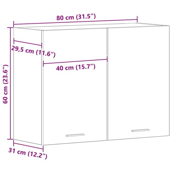 Schwarzer Eichen-Hängeschrank - 80x31x60 cm - Aus Holzwerkstoff