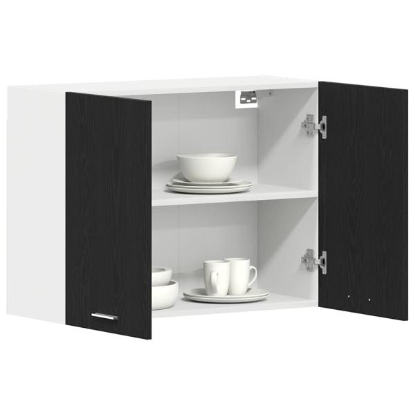 Schwarzer Eichen-Hängeschrank - 80x31x60 cm - Aus Holzwerkstoff