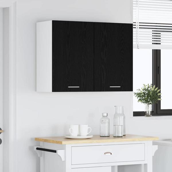 Schwarzer Eichen-Hängeschrank - 80x31x60 cm - Aus Holzwerkstoff
