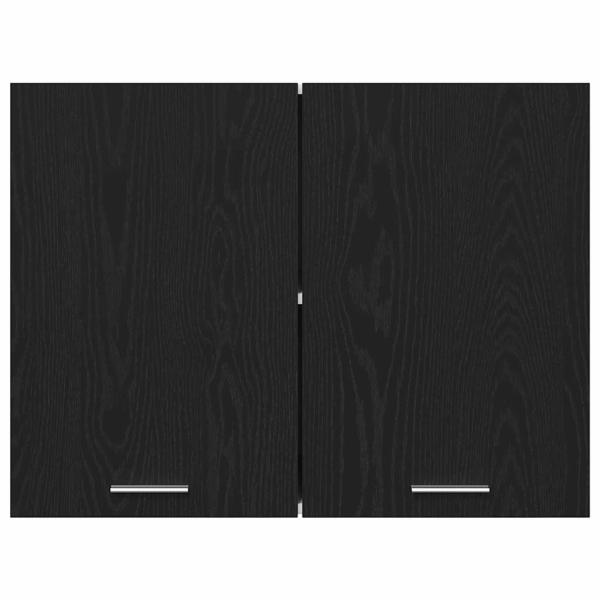 Schwarzer Eichen-Hängeschrank - 80x31x60 cm - Aus Holzwerkstoff