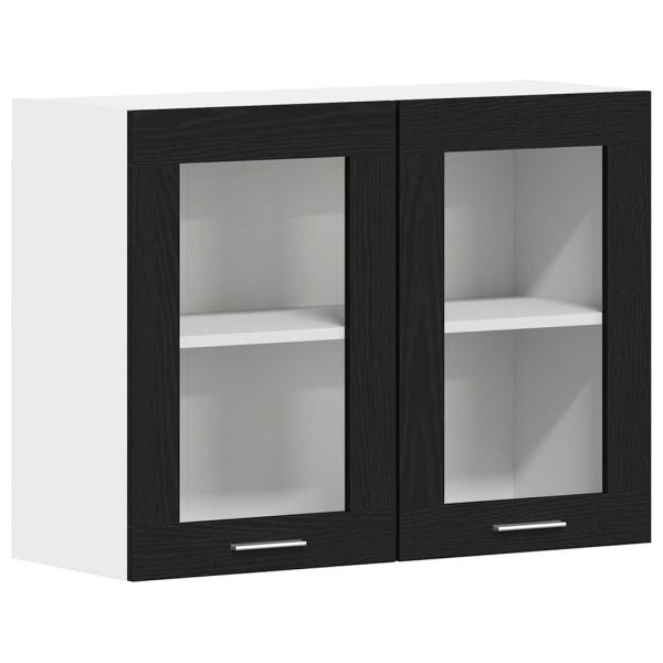 Schwarzer Eichenhängeschrank 80x31x60 cm aus Holzwerkstoff