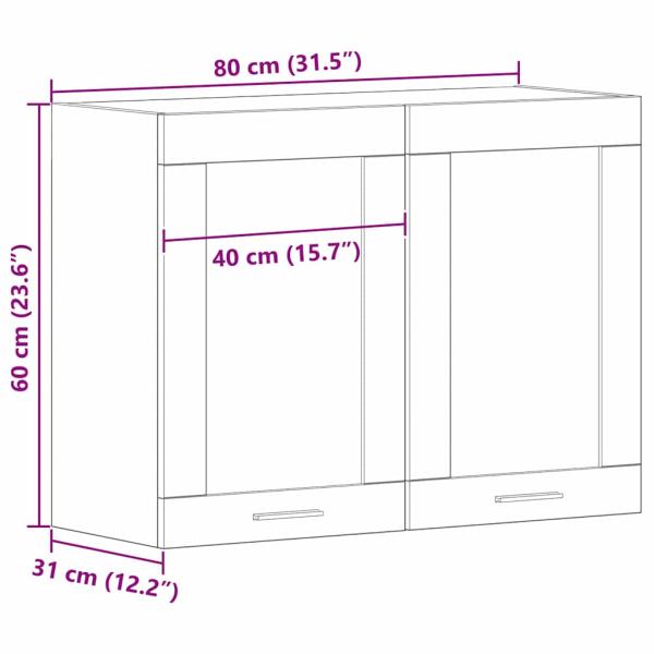 Schwarzer Eichenhängeschrank 80x31x60 cm aus Holzwerkstoff