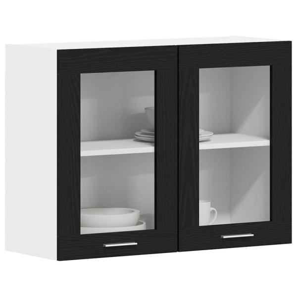 Schwarzer Eichenhängeschrank 80x31x60 cm aus Holzwerkstoff