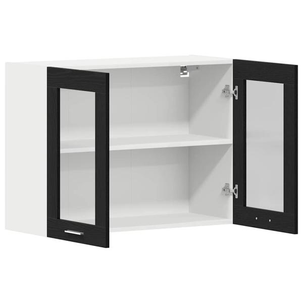 Schwarzer Eichenhängeschrank 80x31x60 cm aus Holzwerkstoff