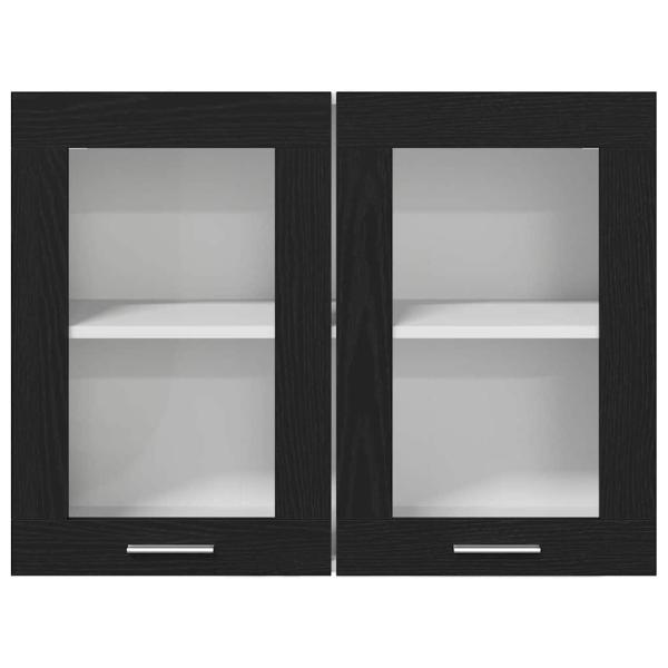 Schwarzer Eichenhängeschrank 80x31x60 cm aus Holzwerkstoff