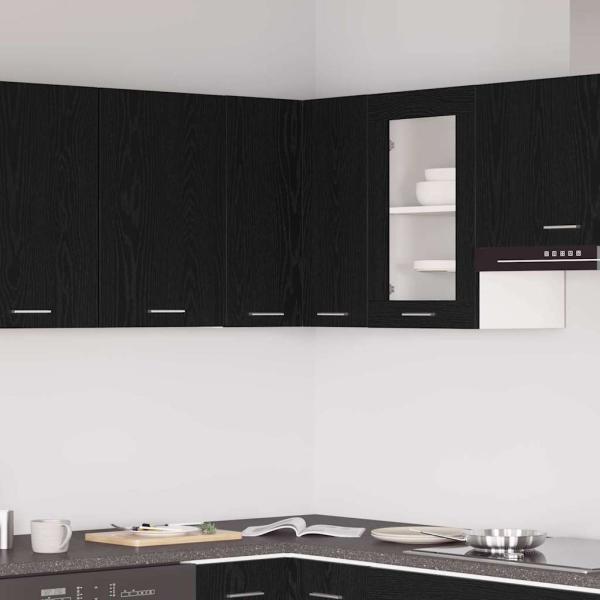 ARDEBO.de - Hängendes Eckschränkchen - Schwarzer Eiche - 57x57x60 cm - Aus Holzwerkstoff hergestellt