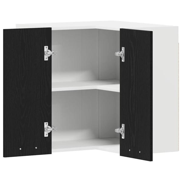 Hängendes Eckschränkchen - Schwarzer Eiche - 57x57x60 cm - Aus Holzwerkstoff hergestellt