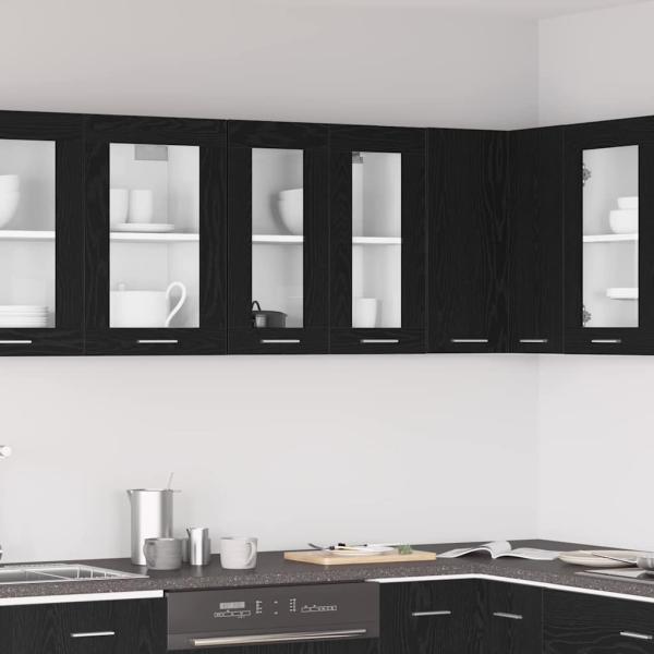 ARDEBO.de - Wandglasvitrine in Schwarz-Eiche - 60x31x60 cm