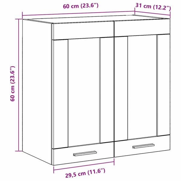 Wandglasvitrine in Schwarz-Eiche - 60x31x60 cm