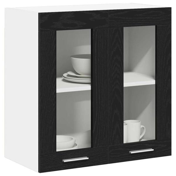 Wandglasvitrine in Schwarz-Eiche - 60x31x60 cm