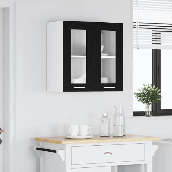 Wandglasvitrine in Schwarz-Eiche - 60x31x60 cm